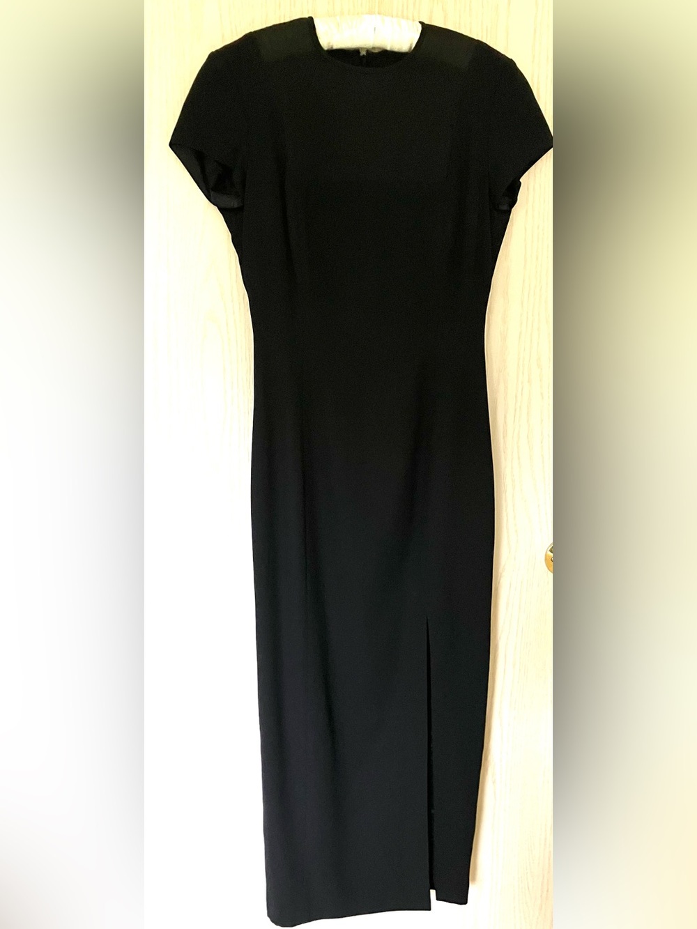 Kenar Ann Tjian Black Maxi Dress Sheer Mesh Panel with Side Slit